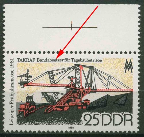 DDR 1981 Leipziger Frühjahrsmesse mit Plattenfehler 2594 F 3 postfrisch