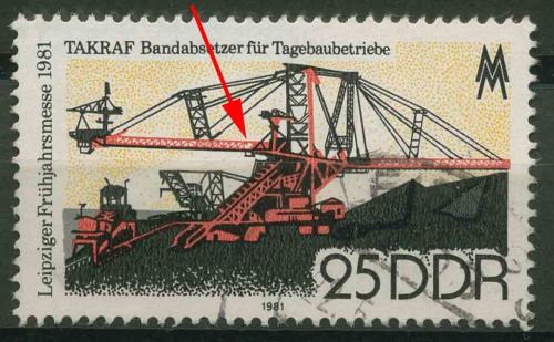 DDR 1981 Leipziger Frühjahrsmesse mit Plattenfehler 2594 F 13 gestempelt