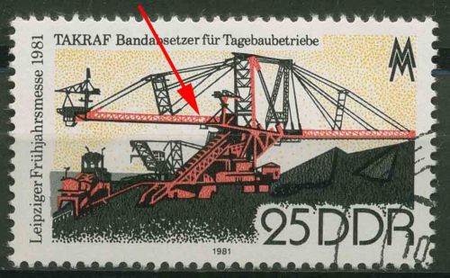DDR 1981 Leipziger Frühjahrsmesse mit Plattenfehler 2594 F 13 Massenentwertung
