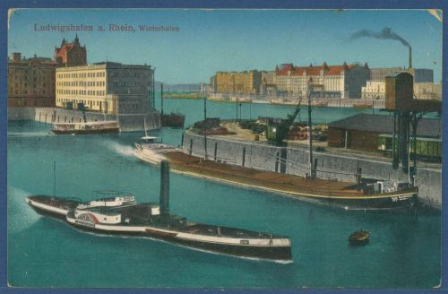 Ludwigshafen am Rhein Winterhafen Frachtschiffe, gelaufen 1914 (AK5693)