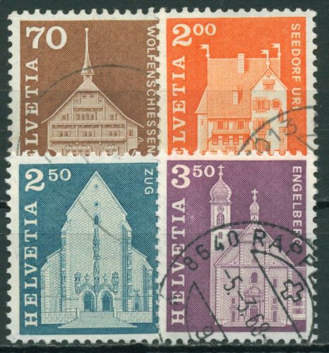 Schweiz 1967 Baudenkmäler Kirche Schloss 862/65 gestempelt