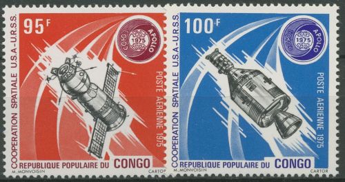 Kongo (Brazzaville) 1975 Raumfahrt Raumschiffe Apollo-Sojus 468/69 postfrisch