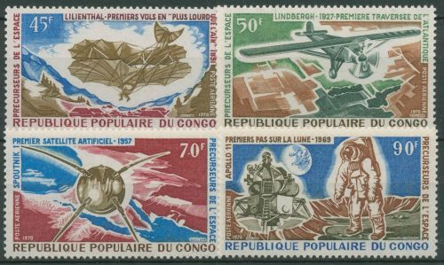 Kongo (Brazzaville) 1970 Weltraumforschung Flugzeuge Satellit 265/68 postfrisch