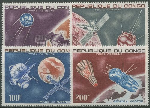 Kongo (Brazzaville) 1967 Weltraumforschung Satelliten 134/37 postfrisch