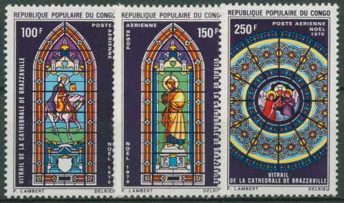 Kongo (Brazzaville) 1970 Weihnachten Buntglasfenster 269/71 postfrisch