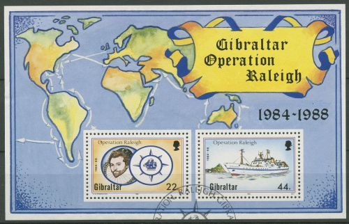Gibraltar 1988 Forschungsfahrt "Operation Raleigh" Block 11 gestempelt (C70023)