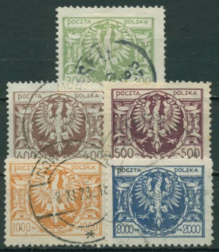 Polen 1923 Großer Adler auf Schild 177/81 gestempelt