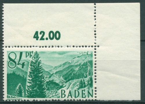 Französische Zone: Baden 1947 Ecke oben rechts 12 yv I postfrisch