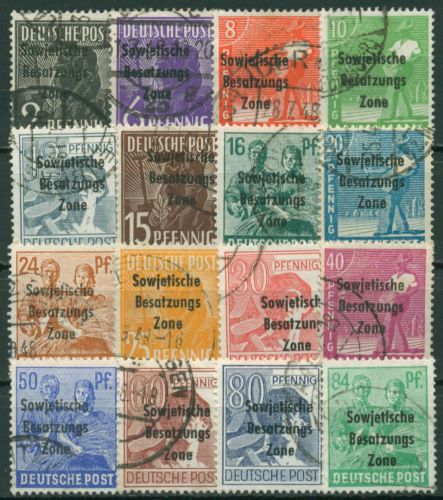 SBZ Allgemeine Ausgabe 1948 Freimarken mit Aufdruck 182/97 gestempelt