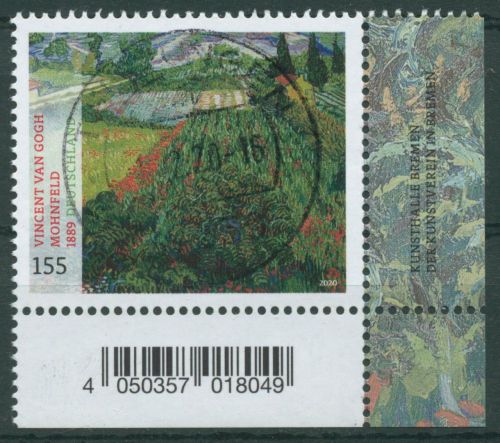 Bund 2020 Gemälde Vincent van Gogh 3512 Ecke 4 mit TOP-Stempel (E4076)