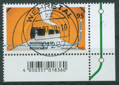 Bund 2020 U-Bahnstation Marienplatz München 3538 Ecke 4 mit TOP-Stempel (E4086)