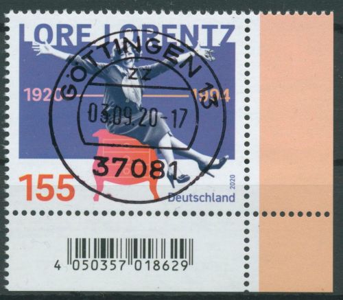Bund 2020 Kaberettistin Lore Lorentz 3565 Ecke 4 mit TOP-Stempel (E4103)