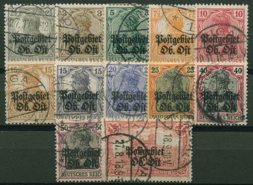 Postgebiet Oberbefehlshaber Ost 1916/18 Germania mit Aufdruck 1/12 gestempelt