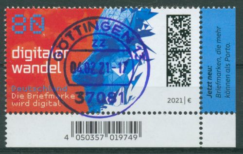 Bund 2021 Digitaler Wandel 3590 Ecke 4 mit TOP-Stempel (E4119)