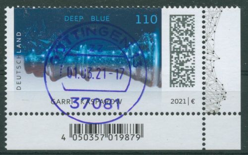 Bund 2021 Schachcomputer Deep Blue 3595 Ecke 4 mit TOP-Stempel (E4121)