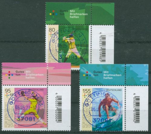 Bund 2021 Olympische Sportarten 3602/04 Ecke 2 mit TOP-Stempel (E4127)
