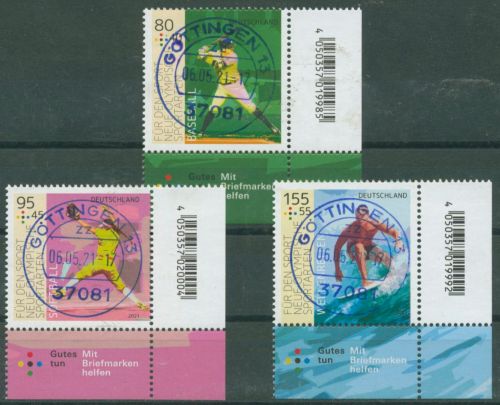 Bund 2021 Olympische Sportarten 3602/04 Ecke 4 mit TOP-Stempel (E4128)