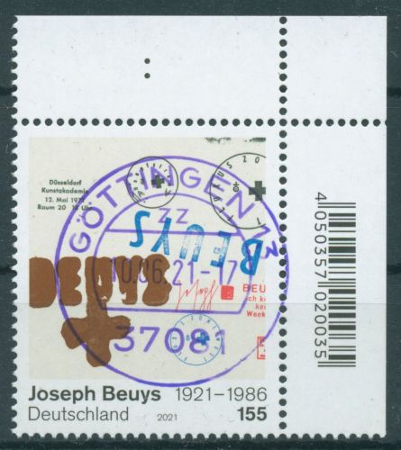 Bund 2021 Künstler Joseph Beuys 3610 Ecke 2 mit TOP-Stempel (E4135)