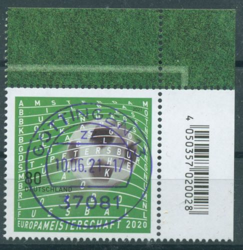 Bund 2021 Fußball-EM 3611 Ecke 2 mit TOP-Stempel (E4137)