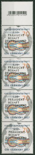 Bund 2017 G20-Präsidentschaft Rollenmarke 5er-Streifen mit Nr. 3291 R ESST BONN
