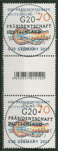 Bund 2017 G20-Präsidentschaft Rollenmarke 3291 R S Zd 2 mit ESST BERLIN