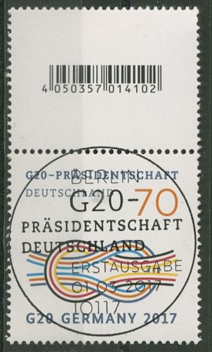 Bund 2017 G20-Präsidentschaft Rollenmarke 3291 R S Zd 3 ohne Nr. mit ESST BERLIN