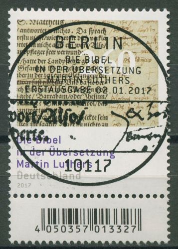 Bund 2017 Bibelübersetzung Rollenmarke 3277 R S Zd 1 mit Nr. ESST BERLIN