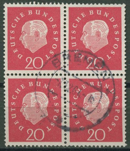 Bund 1959 Heuss Medaillon Bogenmarken 304 4er-Block gestempelt