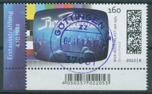 Bund 2022 Fernsehserie "Rockpalast" 3725 Ecke 3 mit TOP-Stempel (E4251)
