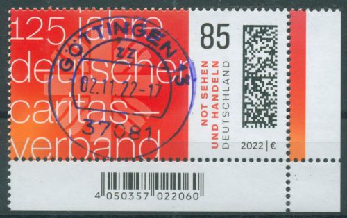 Bund 2022 Caritasverband 3726 Ecke 4 mit TOP-Stempel (E4254)