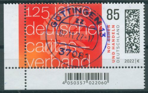 Bund 2022 Caritasverband 3726 Ecke 3 mit TOP-Stempel (E4253)