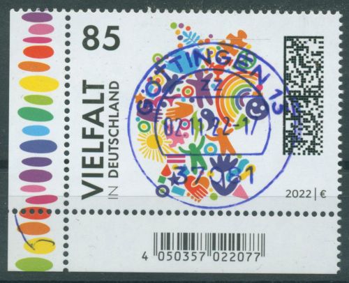 Bund 2022 Diversität, Vielfalt 3727 Ecke 3 mit TOP-Stempel (E4255)