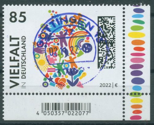 Bund 2022 Diversität, Vielfalt 3727 Ecke 4 mit TOP-Stempel (E4256)