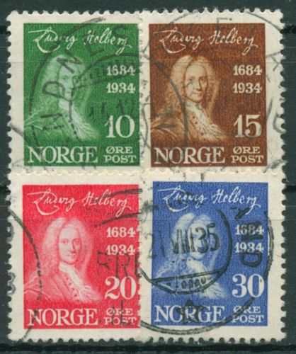 Norwegen 1934 Persönlichkeiten Dichter Ludvig Holbert 168/71 gestempelt