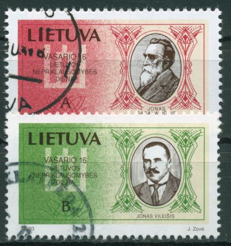 Litauen 1993 Unterzeichner der Unabhängigkeitserklärung 516/17 gestempelt