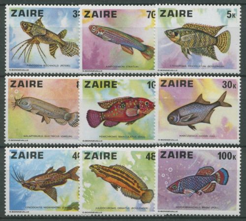 Kongo-Zaire 1978 Fische Barsch Zitterwels Nilhecht 548/56 postfrisch