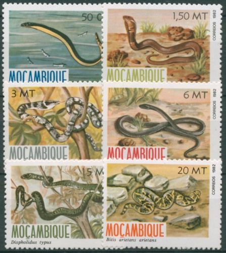 Mocambique 1982 Reptilien Schlangen Kobra Schwarze Mamba 876/81 postfrisch