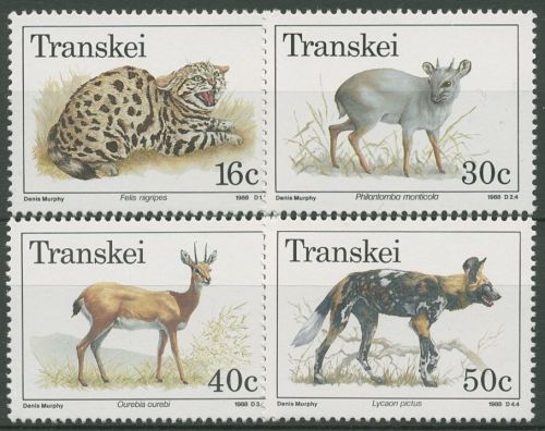 Transkei 1988 Gefährdete Tiere Wildhund Schwarzfußkatze 226/29 postfrisch