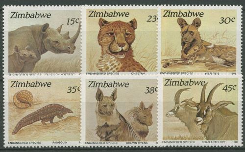 Simbabwe 1989 Säugetiere Gepard Nashorn Pferdeantilope 412/17 postfrisch