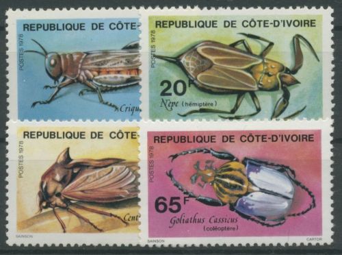 Elfenbeinküste 1978 Insekten Käfer Wasserskorpion Heuschrecke 562/65 postfrisch