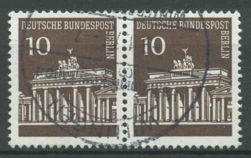 Berlin 1966 Brandenburger Tor Bogenmarken 286 waagerechtes Paar gestempelt