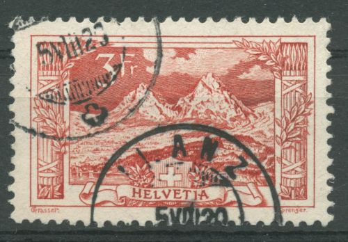 Schweiz 1918 Die Mythen, im Vordergrund Schwyz und Brunnen 142 gestempelt
