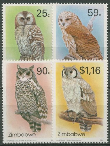 Simbabwe 1993 Vögel Eulen Fischeule Milchuhu Fleckenuhu 360/63 postfrisch