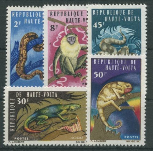Obervolta 1966 Tiere Schlangen Chamäleon Meerkatze 192/96 postfrisch