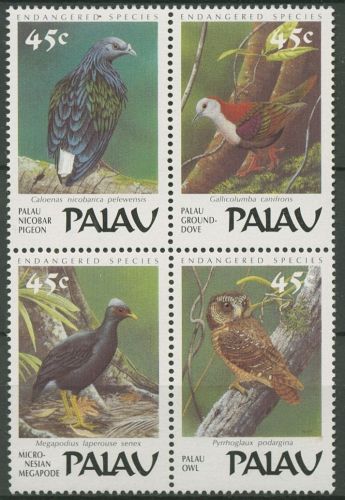Palau 1989 Einheimische Vögel: Palau-Erdtaube Zwergeule 265/68 ZD postfrisch