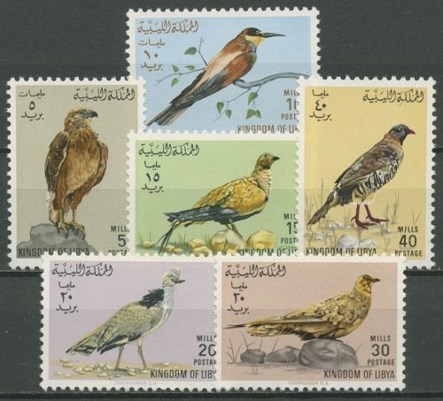 Libyen 1965 Vögel Bienenfresser Kragentrappe Felsenhuhn 178/83 postfrisch