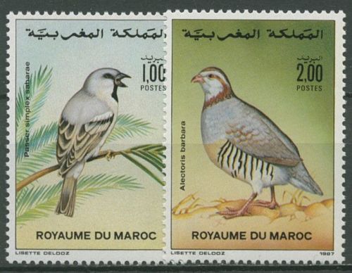 Marokko 1987 Vögel Sperling Felsenhuhn 1131/32 postfrisch