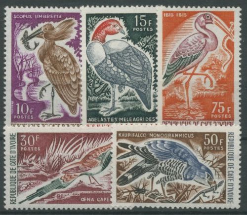 Elfenbeinküste 1965 Vögel Hammerkopf Nimmersatt Kaptaube 286/90 postfrisch