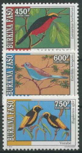 Burkina Faso 1995 Singvögel Tahaweber Berberwürger 1342/44 postfrisch