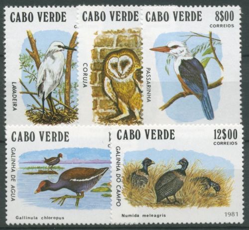 Kap Verde 1981 Vögel Schleiereule Graukopfliest Reiher 445/49 postfrisch
